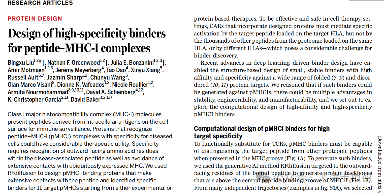 论文《Design of high-specificity binders for peptide–MHC-I complexes》.png